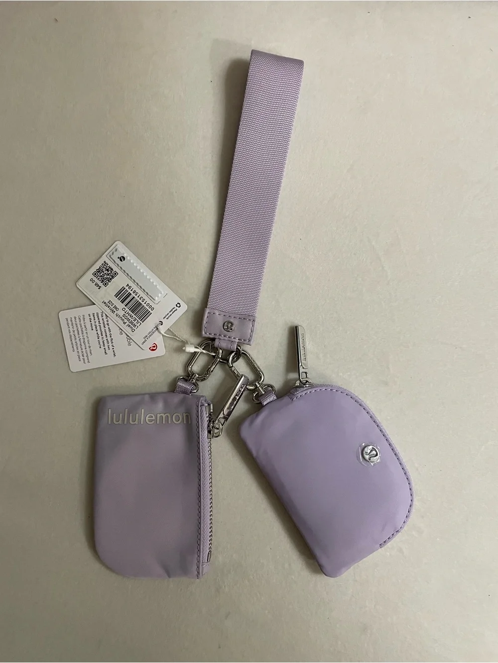 lululemon athletica NWT Dual Pouch Wristlet Strap Key & Accessory Holder Lilac